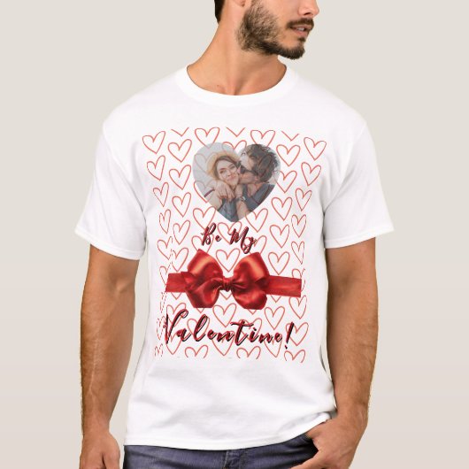 Valentines Red & Pink Customizable Photo T-Shirt (Vorderseite)