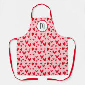 Valentines Red Pink Doodle Herz Muster Monogramm Schürze (Vorderseite)