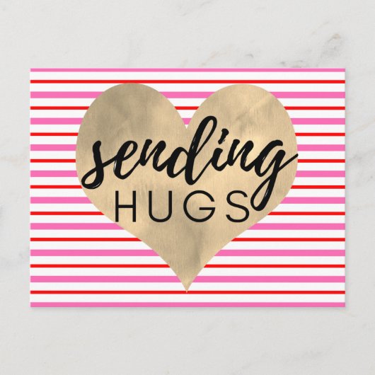 Valentines Red Pink Gold Herz Postkarte (Vorderseite)