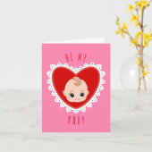 Valentines Retro-Vintage Puppe Karte (Gelbe Blume)