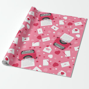 valentines romance typewriter Liebe bricht Herzen Geschenkpapier