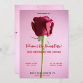 Valentines Rote Rose Dinner Party Geburtstag Einladung (Vorne/Hinten)