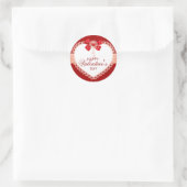 Valentines Rundaufkleber mit rotem Bow und Spitzen Runder Aufkleber (Tasche)