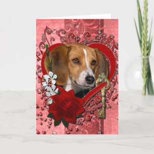 Valentines - Schlüssel zu meinem Herzen - Beagle Feiertagskarte