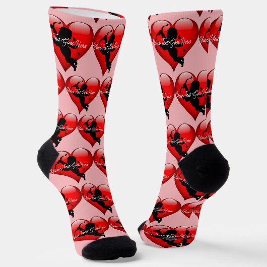Valentine's Socks Red Heart mit Cupid HAMbyWG Socken (Gewinkelt)