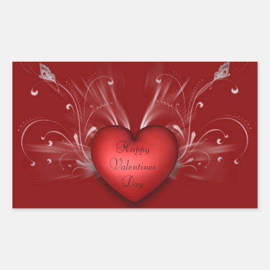 Valentines Stickers/Herz Rechteckiger Aufkleber (Vorderseite)