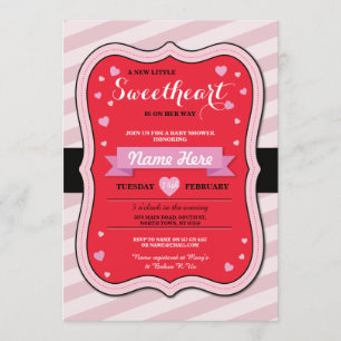 Valentines Sweetheart Baby Shower Girl Liebe Einla Einladung