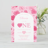 Valentines Sweetheart Candy Birthday Party Einladung (Stehend Vorderseite)