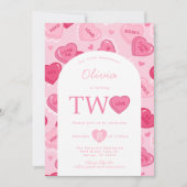 Valentines Sweetheart Candy Birthday Party Einladung (Vorderseite)