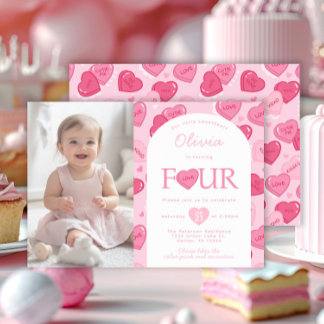 Valentines Sweetheart Candy Birthday Party Einladung