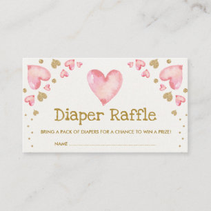 Valentines Sweetheart Diaper Raffle Pink Gold Begleitkarte