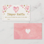 Valentines Sweetheart Diaper Raffle Pink Gold Begleitkarte (Vorne/Hinten)