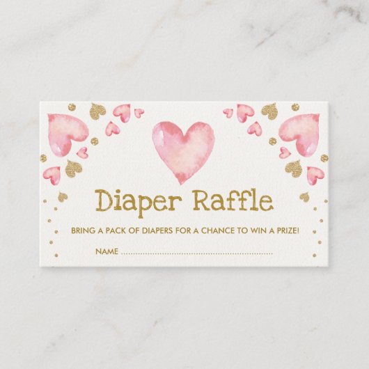 Valentines Sweetheart Diaper Raffle Pink Gold Begleitkarte (Vorderseite)