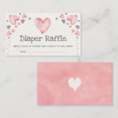 Valentines Sweetheart Diaper Raffle Pink Silver Begleitkarte (Vorne/Hinten)
