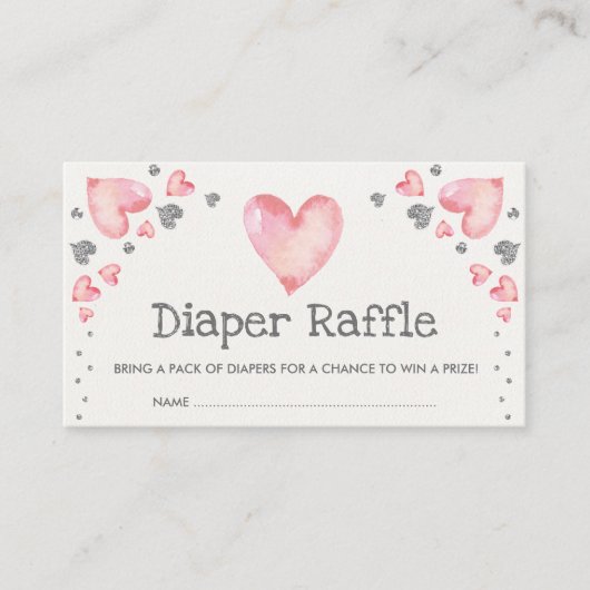Valentines Sweetheart Diaper Raffle Pink Silver Begleitkarte (Vorderseite)