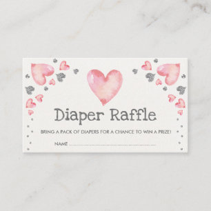 Valentines Sweetheart Diaper Raffle Pink Silver Begleitkarte