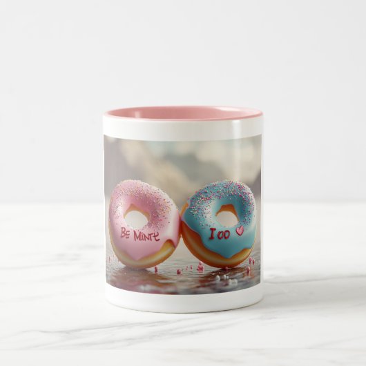 Valentine's Sweetheart Donut Zweifarbige Tasse (Mittel)