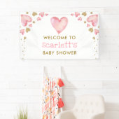 Valentines Sweetheart Pink Gold Baby Girl Willkomm Banner (Insitu)