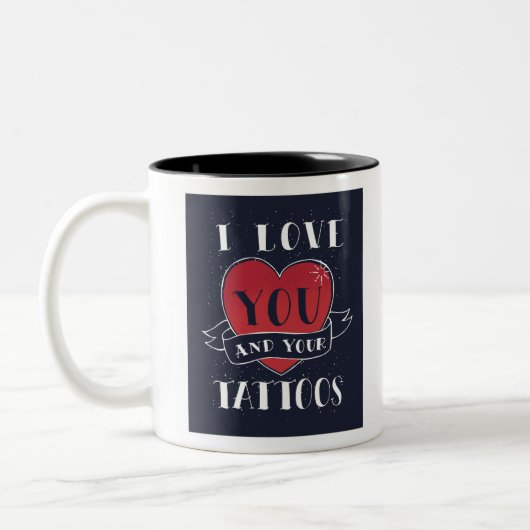 Valentines Tattoo Zweifarbige Tasse (Links)