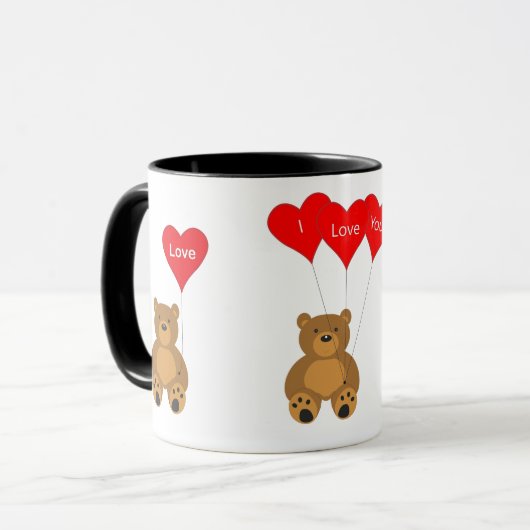 Valentines Teddy and Balloons Liebe Tasse (Vorderseite Links)