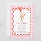 Valentines Teddy Bear Baby Shower Girl Einladung (Vorderseite)