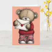 Valentines Teddy Bear Karte (Gelbe Blume)