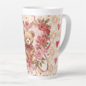Valentine's ,Teddy Bear,Pink Love Heart and Flower Milchtasse (Rechte Ecke)