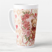 Valentine's ,Teddy Bear,Pink Love Heart and Flower Milchtasse (Linke Ecke)
