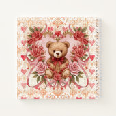 Valentine's ,Teddy Bear,Pink Love Heart and Flower Notizblock (Rückseite)
