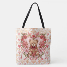 Valentine's ,Teddy Bear,Pink Love Heart and Flower Tasche