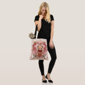 Valentine's ,Teddy Bear,Pink Love Heart and Flower Tasche (Am Model)