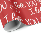Valentine's Thema Red White I Liebe You Pattern Geschenkpapier (Rolleneckpunkt)