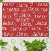 Valentine's Thema Red White I Liebe You Pattern Geschirrtuch (Gefaltet)