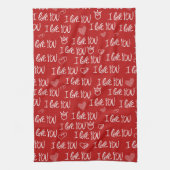 Valentine's Thema Red White I Liebe You Pattern Geschirrtuch (Vertikal)