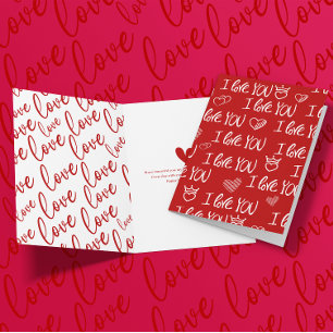 Valentine's Thema Red White I Liebe You Pattern Karte