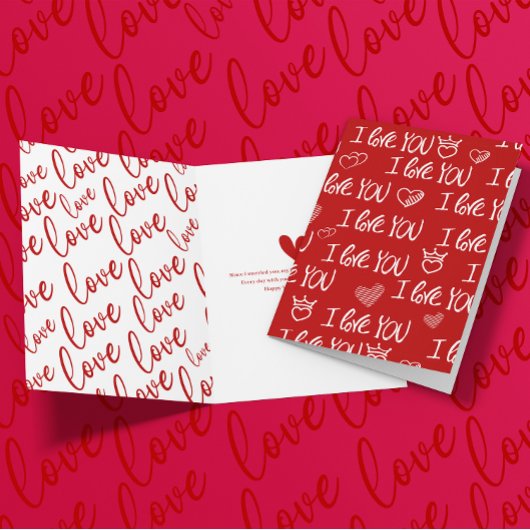 Valentine's Thema Red White I Liebe You Pattern Karte