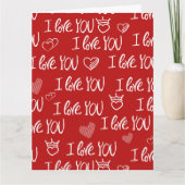 Valentine's Thema Red White I Liebe You Pattern Karte (Vorderseite)