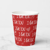Valentine's Thema Red White I Liebe You Pattern Pappbecher (Rückseite)