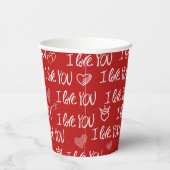 Valentine's Thema Red White I Liebe You Pattern Pappbecher (Rechts)
