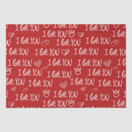 Valentine's Thema Red White I Liebe You Pattern Seidenpapier