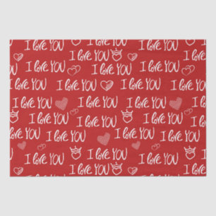 Valentine's Thema Red White I Liebe You Pattern Seidenpapier