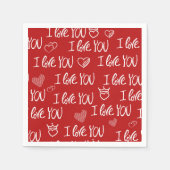 Valentine's Thema Red White I Liebe You Pattern Serviette (Vorderseite)