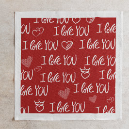 Valentine's Thema Red White I Liebe You Pattern Serviette