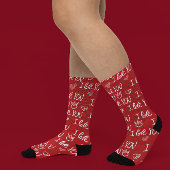 Valentine's Thema Red White I Liebe You Pattern Socken