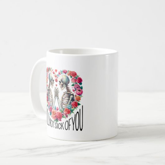 Valentines Thema Skelette in Liebe Kaffeetasse (Vorderseite Links)