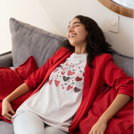 Valentines Theme Red Hearts Tri-Blend Shirt