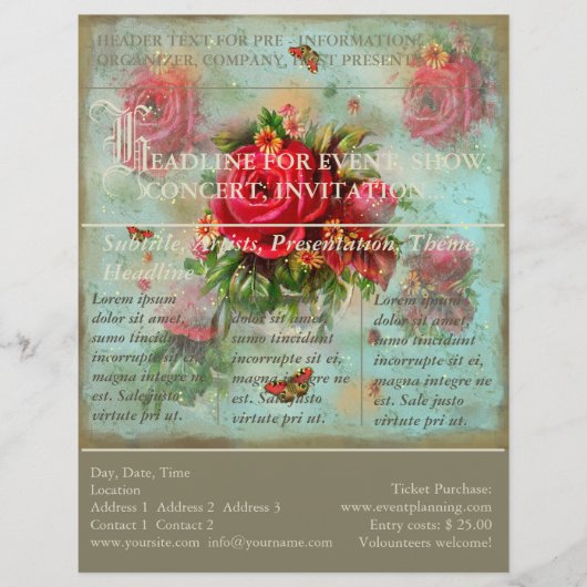 Valentines und Rosen - Ereignis-Flyer Flyer (Vorne)