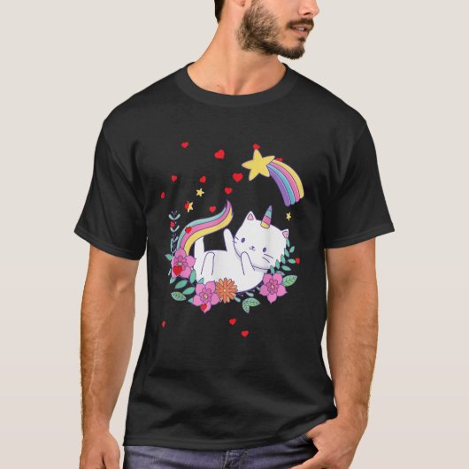 Valentines Unicorn Cat Kittycorn T-Shirt (Vorderseite)