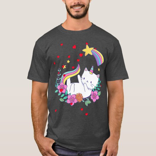 Valentines Unicorn Cat Kittycorn T-Shirt (Vorderseite)