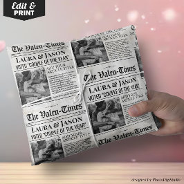 Valentines Unique Wrapping Paper Couples Newspapie Geschenkpapier